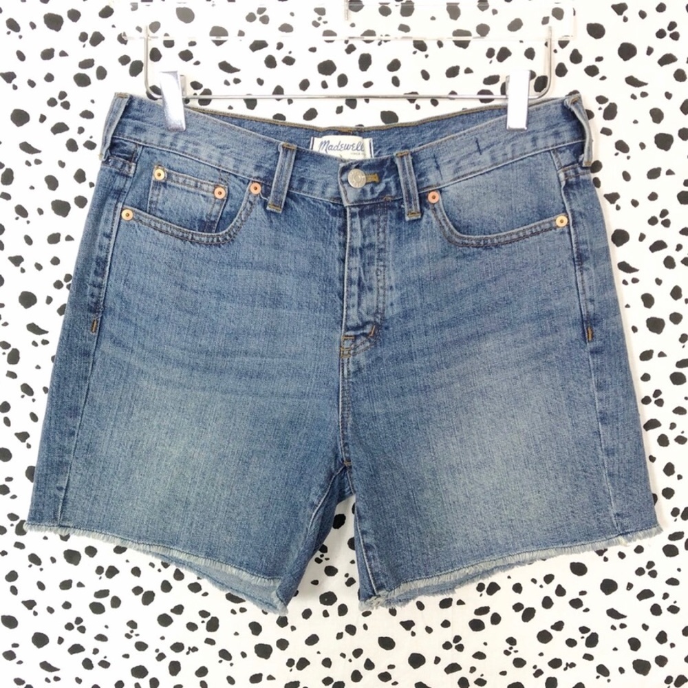 Madewell Raw Hem High Waist Denim Blue Jean Short